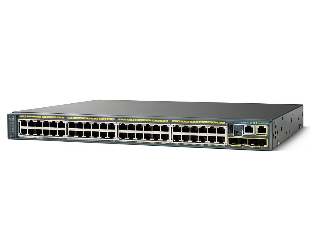 Switch Réseau Cisco Catalyst 2960-S : 48 Ports Gigabit PoE 740W 10/100/1000, 4x 1G SFP, Lan Base